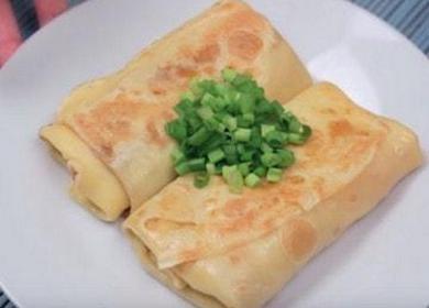 Cucinare frittelle con prosciutto e formaggio secondo una ricetta graduale con una foto.