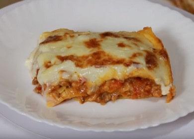 Delicious lasagna: συνταγή με φωτογραφίες βήμα προς βήμα.