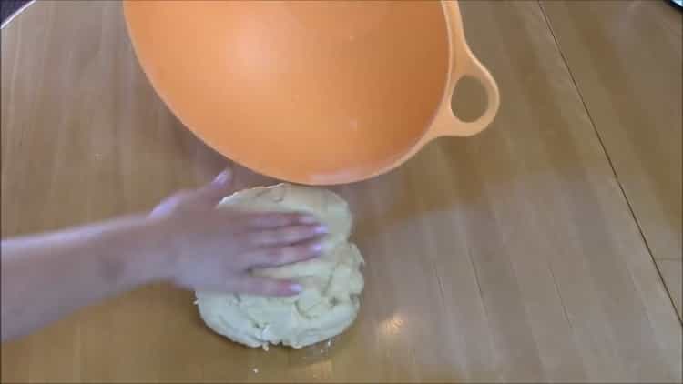 Um eine Fleischpastete zu machen, kneten Sie den Teig